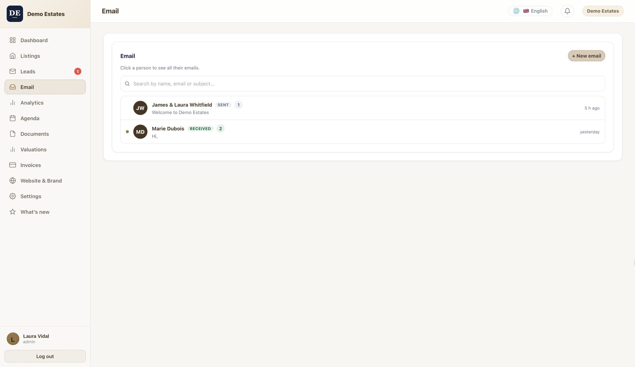Email, inside the CRM