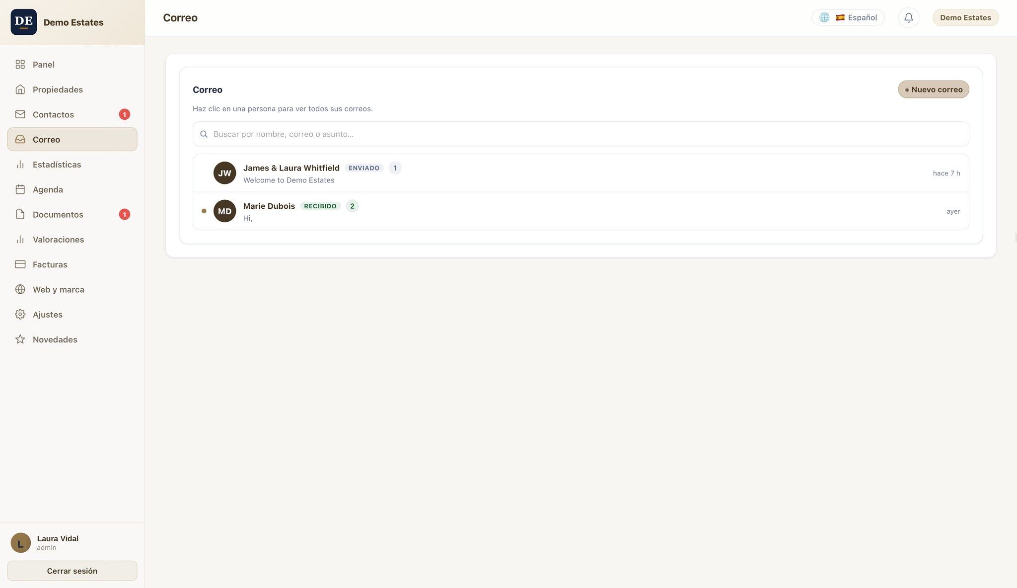 Correo, dentro del CRM